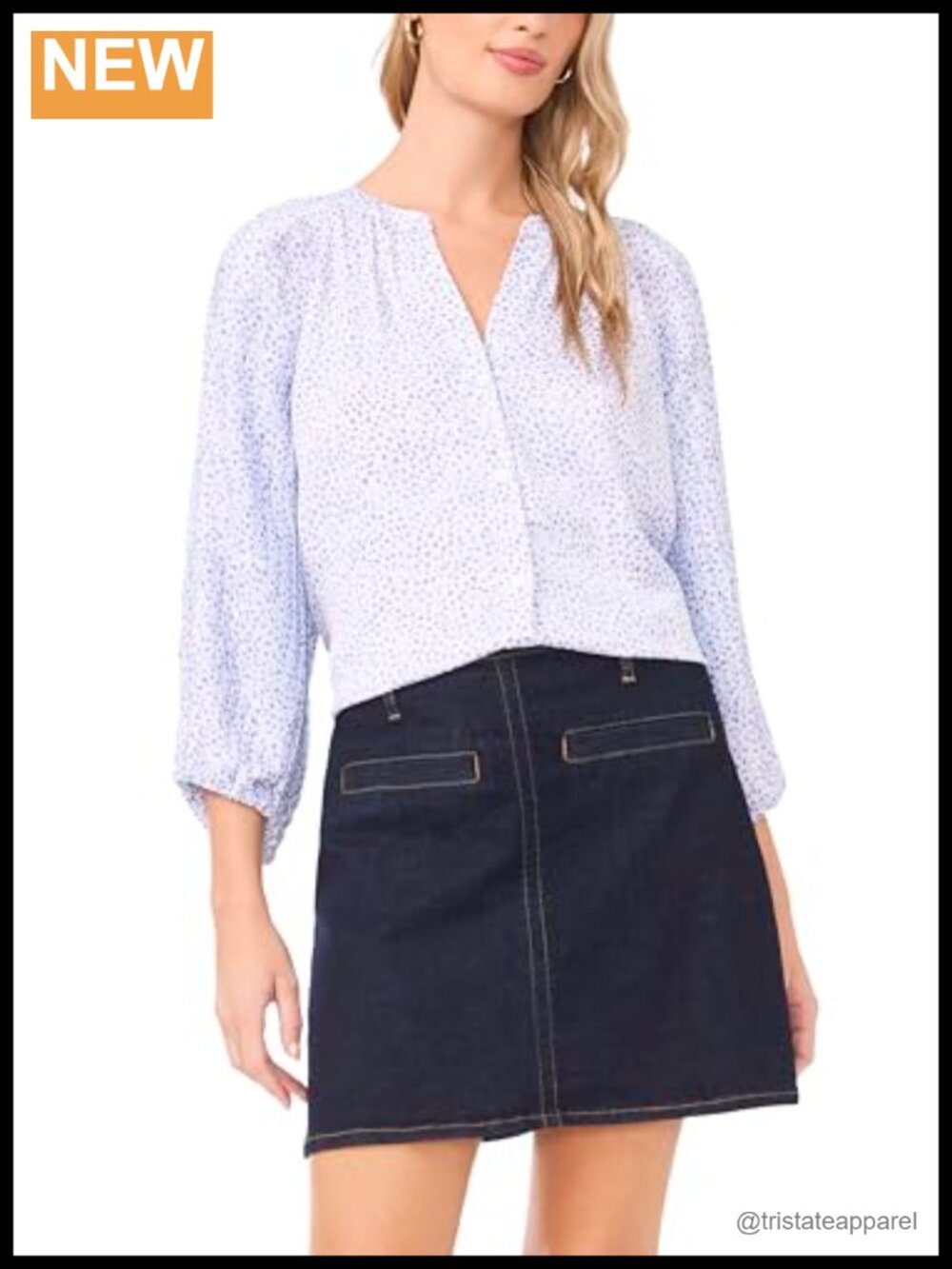 Women's Pleated Raglan Sleeve Button Up Blouse, 100% Polyester